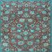 Square Machine Washable Persian Light Blue Traditional Rug, wshtr4098lblu