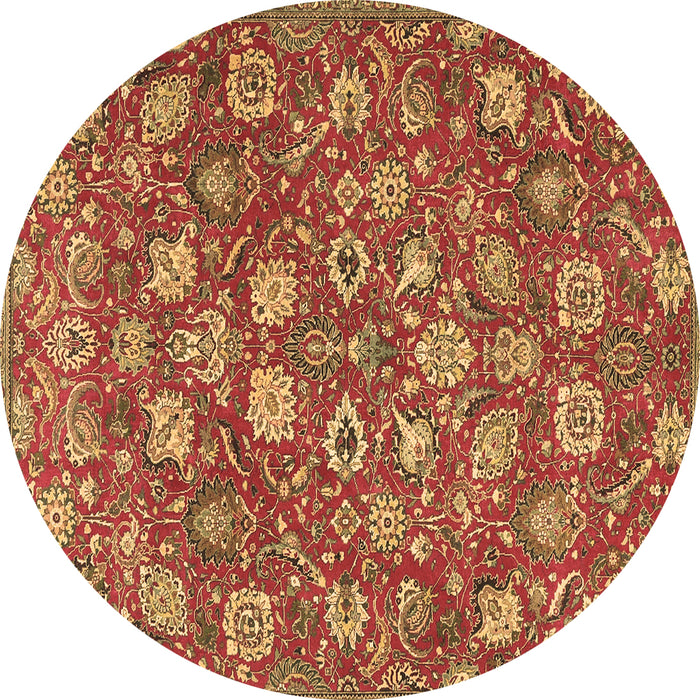 Round Machine Washable Persian Brown Traditional Rug, wshtr4098brn