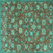 Square Persian Turquoise Traditional Rug, tr4098turq