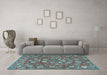 Machine Washable Persian Light Blue Traditional Rug in a Living Room, wshtr4098lblu