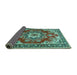 Sideview of Medallion Turquoise Traditional Rug, tr4099turq