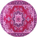 Round Medallion Pink Traditional Rug, tr4099pnk