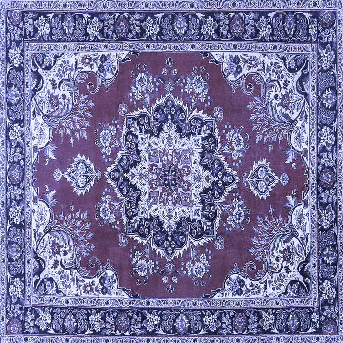 Square Machine Washable Medallion Blue Traditional Rug, wshtr4099blu