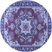 Round Medallion Blue Traditional Rug, tr4099blu