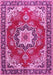 Machine Washable Medallion Pink Traditional Rug, wshtr4099pnk