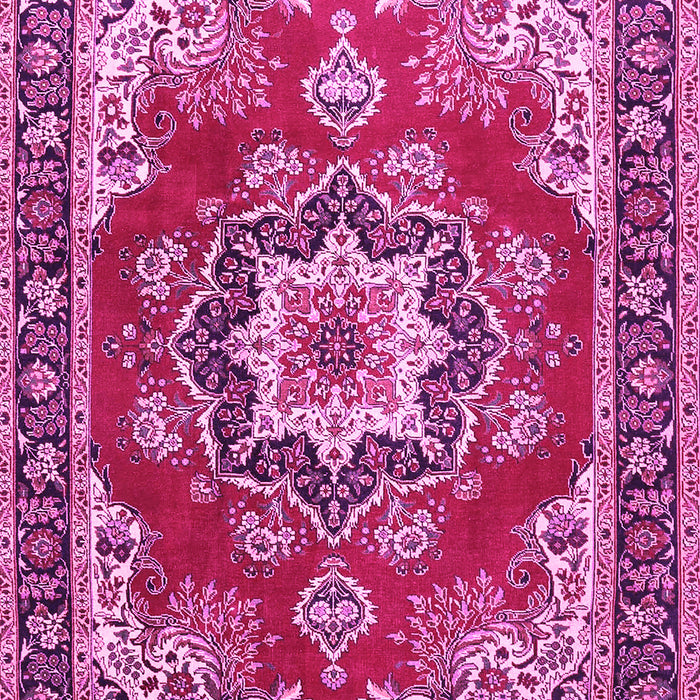 Machine Washable Medallion Pink Traditional Rug, wshtr4099pnk