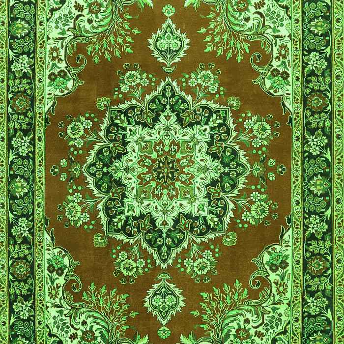 Serging Thickness of Machine Washable Medallion Green Traditional Area Rugs, wshtr4099grn