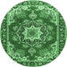 Round Medallion Emerald Green Traditional Rug, tr4099emgrn