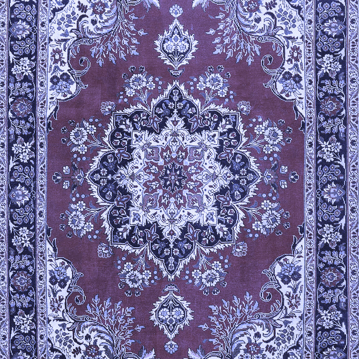 Machine Washable Medallion Blue Traditional Rug, wshtr4099blu