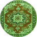 Square Medallion Green Traditional Rug, tr4099grn