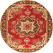 Machine Washable Medallion Orange Traditional Area Rugs, wshtr4099org