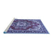 Sideview of Machine Washable Medallion Blue Traditional Rug, wshtr4099blu