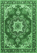 Machine Washable Medallion Emerald Green Traditional Area Rugs, wshtr4099emgrn