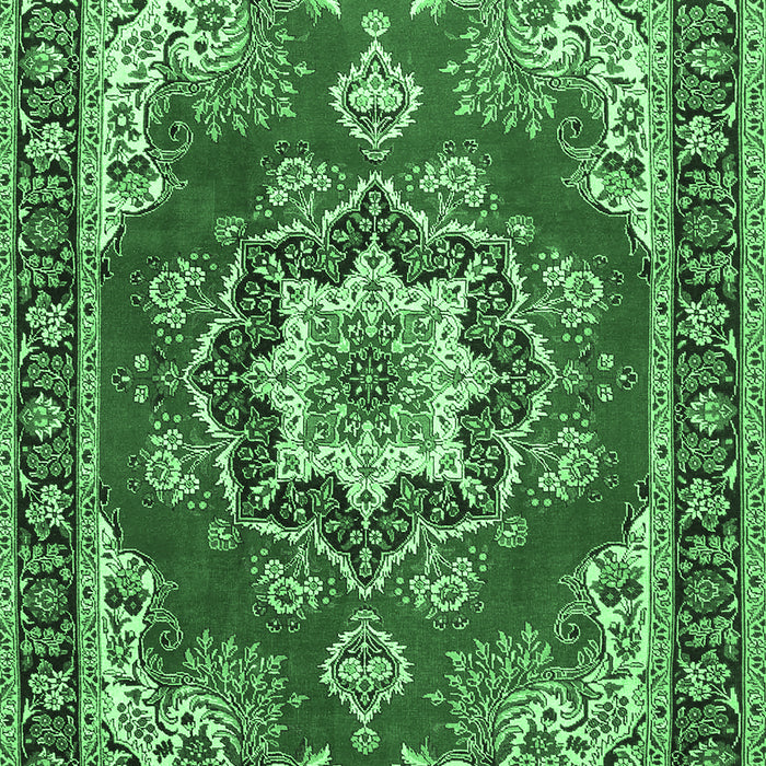 Machine Washable Medallion Emerald Green Traditional Area Rugs, wshtr4099emgrn