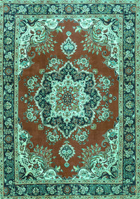 Medallion Turquoise Traditional Rug, tr4099turq