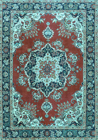 Medallion Light Blue Traditional Rug, tr4099lblu