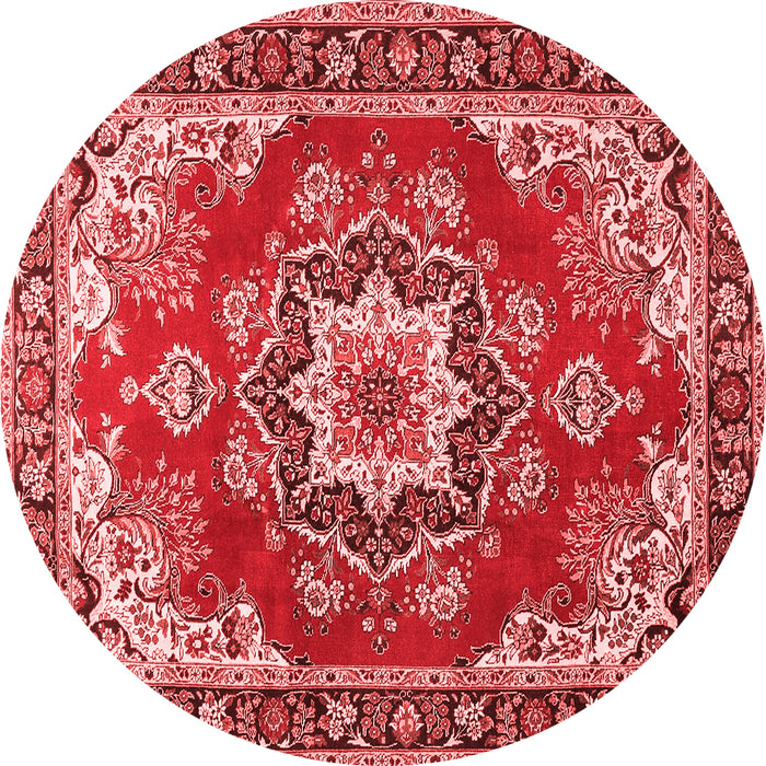 Machine Washable Medallion Red Traditional Rug, wshtr4099red