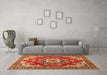 Machine Washable Medallion Orange Traditional Area Rugs in a Living Room, wshtr4099org