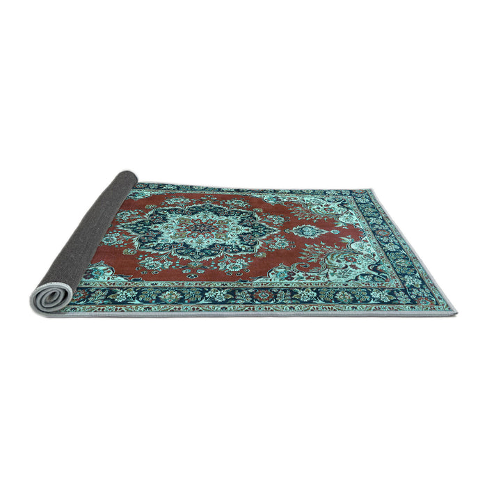 Sideview of Medallion Light Blue Traditional Rug, tr4099lblu