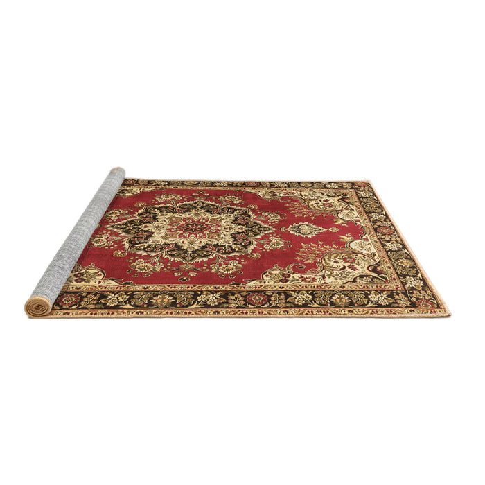 Sideview of Machine Washable Medallion Brown Traditional Rug, wshtr4099brn