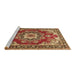 Sideview of Machine Washable Medallion Brown Traditional Rug, wshtr4099brn