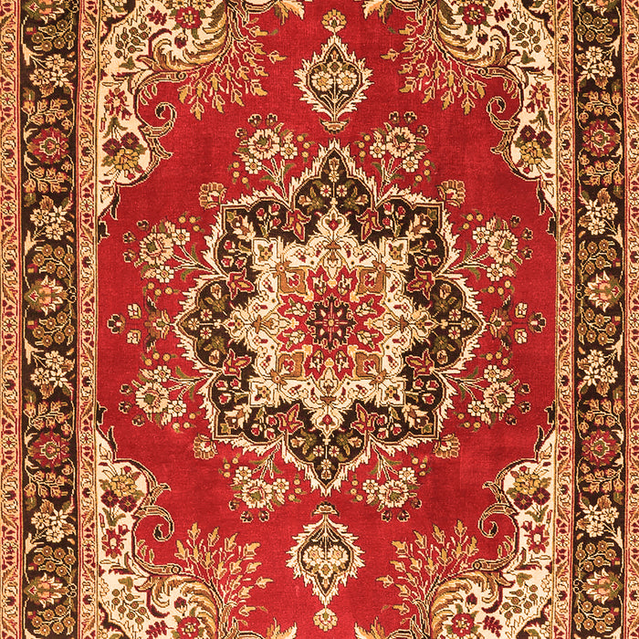 Serging Thickness of Machine Washable Medallion Orange Traditional Area Rugs, wshtr4099org