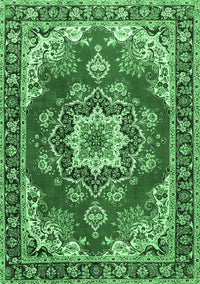 Medallion Emerald Green Traditional Rug, tr4099emgrn