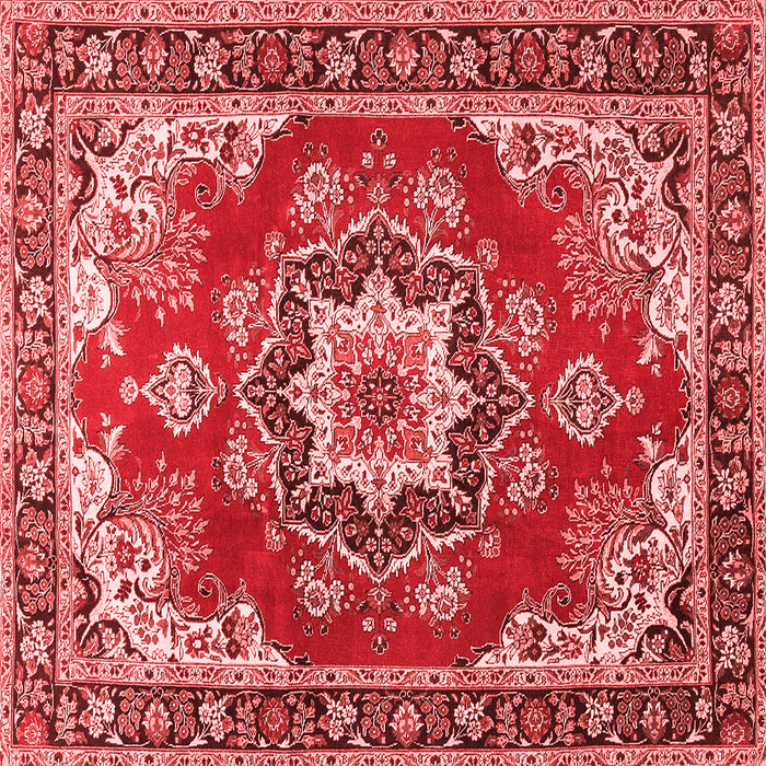 Machine Washable Medallion Red Traditional Rug, wshtr4099red