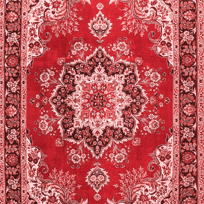 Machine Washable Medallion Red Traditional Rug, wshtr4099red