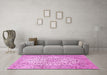 Machine Washable Persian Pink Traditional Rug in a Living Room, wshtr409pnk