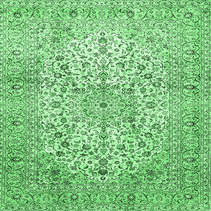 Square Machine Washable Persian Emerald Green Traditional Area Rugs, wshtr409emgrn
