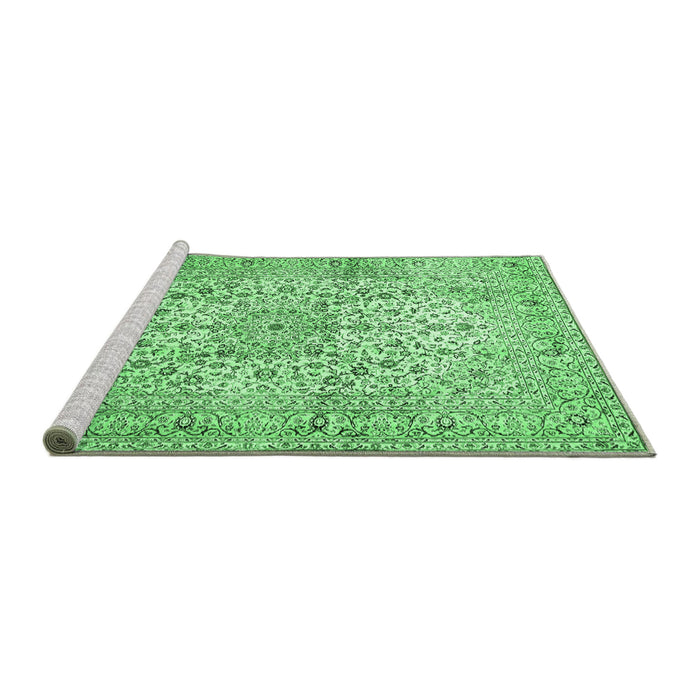 Sideview of Machine Washable Persian Emerald Green Traditional Area Rugs, wshtr409emgrn