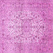 Square Machine Washable Persian Pink Traditional Rug, wshtr409pnk