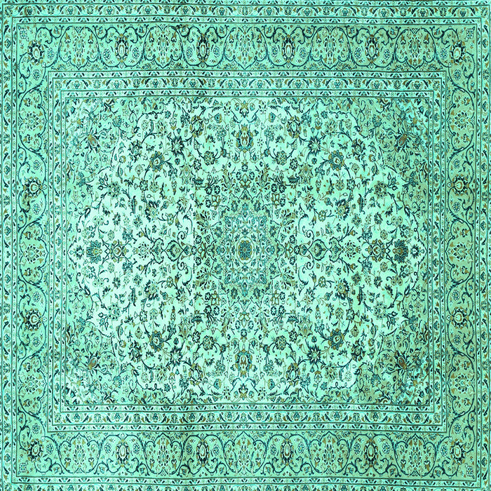 Square Machine Washable Persian Turquoise Traditional Area Rugs, wshtr409turq