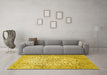 Machine Washable Persian Yellow Traditional Rug in a Living Room, wshtr409yw