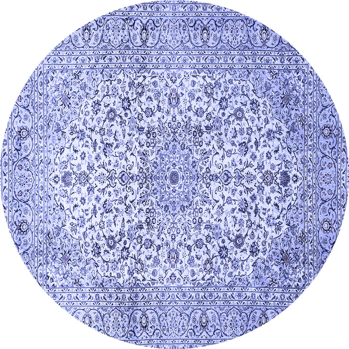 Round Machine Washable Persian Blue Traditional Rug, wshtr409blu