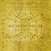 Square Machine Washable Persian Yellow Traditional Rug, wshtr409yw