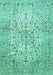 Machine Washable Persian Turquoise Traditional Area Rugs, wshtr409turq