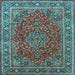 Square Medallion Light Blue Traditional Rug, tr40lblu