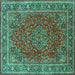 Square Medallion Turquoise Traditional Rug, tr40turq