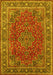 Machine Washable Medallion Yellow Traditional Rug, wshtr40yw