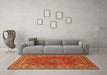 Machine Washable Medallion Orange Traditional Area Rugs in a Living Room, wshtr40org