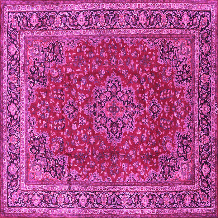 Square Machine Washable Medallion Pink Traditional Rug, wshtr40pnk