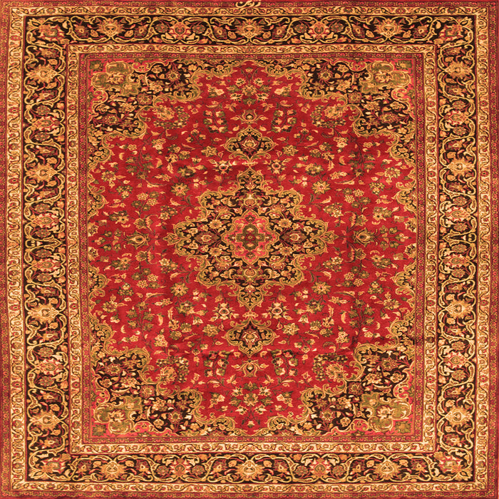 Serging Thickness of Medallion Orange Traditional Rug, tr40org