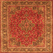 Serging Thickness of Medallion Orange Traditional Rug, tr40org