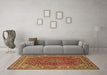 Machine Washable Medallion Brown Traditional Rug in a Living Room,, wshtr40brn