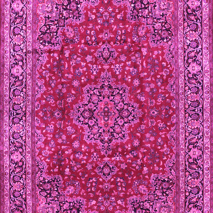 Machine Washable Medallion Pink Traditional Rug, wshtr40pnk
