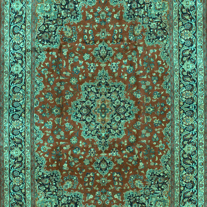 Machine Washable Medallion Turquoise Traditional Area Rugs, wshtr40turq