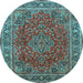 Round Medallion Light Blue Traditional Rug, tr40lblu