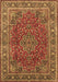 Machine Washable Medallion Brown Traditional Rug, wshtr40brn